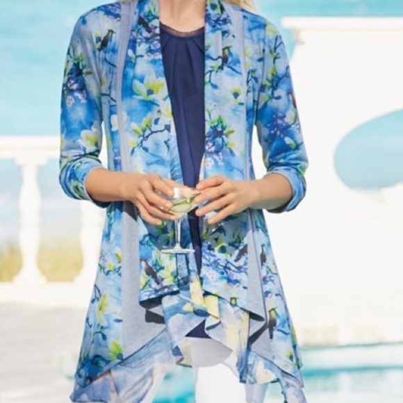 Soft Surroundings Tea Gardens open front birds and koi topper - Picture 1 of 11